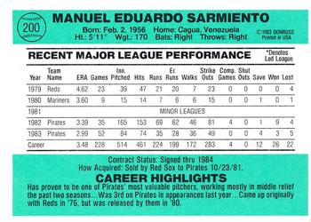 Manny Sarmiento  baseball card collectible - Main Image 2