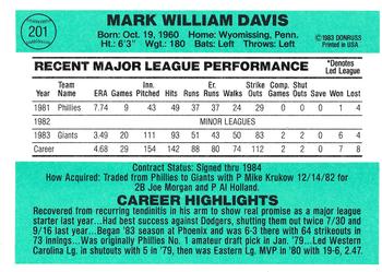 Mark Davis  baseball card collectible - Main Image 2