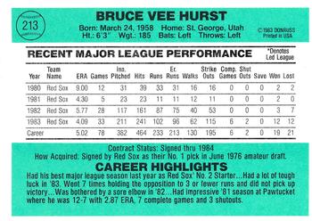 Bruce Hurst  baseball card collectible - Main Image 2