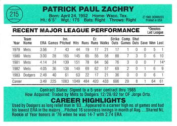 Pat Zachry  baseball card collectible - Main Image 2