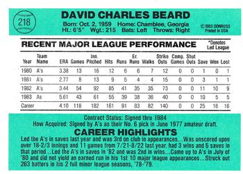 Dave Beard  baseball card collectible - Main Image 2