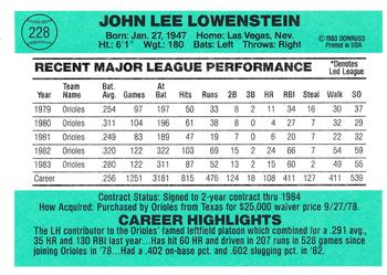 John Lowenstein  baseball card collectible - Main Image 2