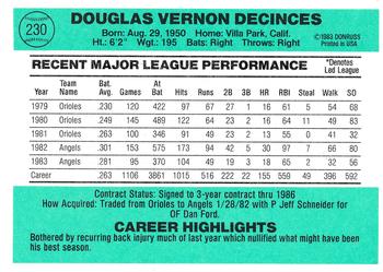 Doug DeCinces  baseball card collectible - Main Image 2