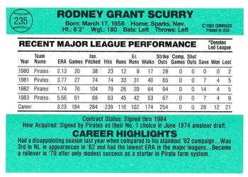 Rod Scurry  baseball card collectible - Main Image 2