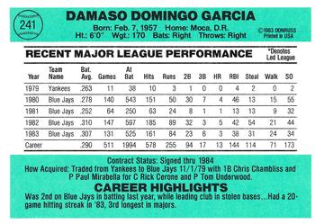 Damaso Garcia  baseball card collectible - Main Image 2