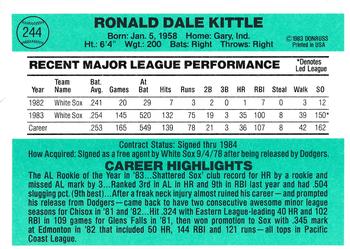 Ron Kittle  baseball card collectible - Main Image 2