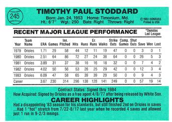 Tim Stoddard  baseball card collectible - Main Image 2