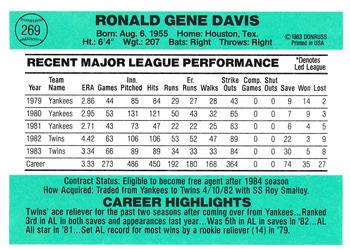 Ron Davis  baseball card collectible - Main Image 2