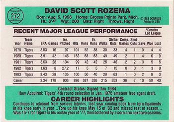 Dave Rozema  baseball card collectible - Main Image 2