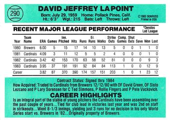 Dave LaPoint  baseball card collectible - Main Image 2