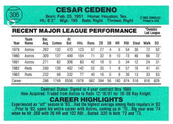 Cesar Cedeno  baseball card collectible - Main Image 2