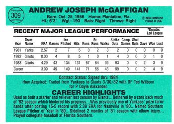 Andy McGaffigan  baseball card collectible - Main Image 2