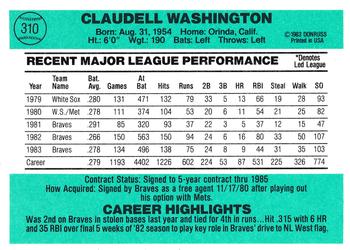Claudell Washington  baseball card collectible - Main Image 2