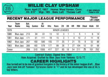 Willie Upshaw  baseball card collectible - Main Image 2