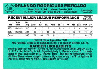 Orlando Mercado  baseball card collectible - Main Image 2