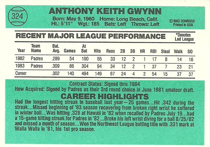 Tony Gwynn  baseball card collectible - Main Image 2