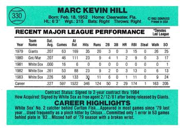 Marc Hill  baseball card collectible - Main Image 2