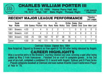 Chuck Porter  baseball card collectible - Main Image 2