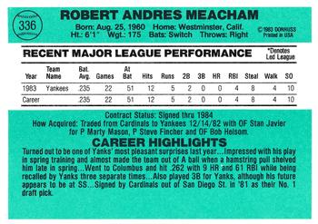 Bob Meacham  baseball card collectible - Main Image 2