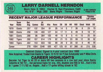 Larry Herndon  baseball card collectible - Main Image 2