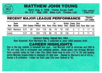 Matt Young  baseball card collectible - Main Image 2