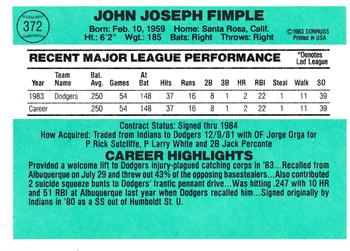 Jack Fimple  baseball card collectible - Main Image 2