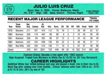 Julio Cruz  baseball card collectible - Main Image 2