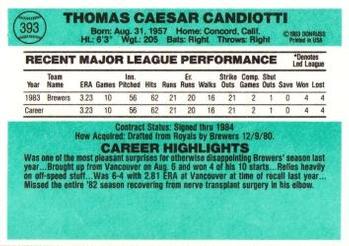 Tom Candiotti  baseball card collectible - Main Image 2