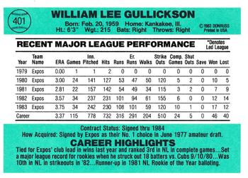 Bill Gullickson  baseball card collectible - Main Image 2