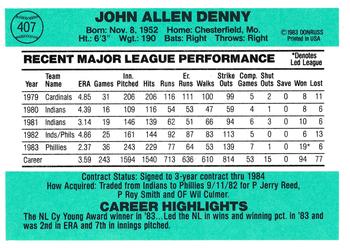 John Denny  baseball card collectible - Main Image 2