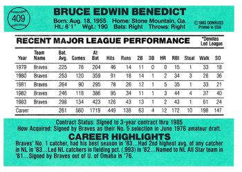 Bruce Benedict  baseball card collectible - Main Image 2