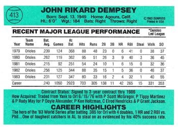 Rick Dempsey  baseball card collectible - Main Image 2