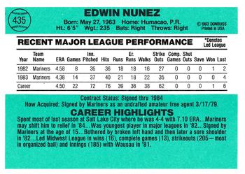 Ed Nunez  baseball card collectible - Main Image 2
