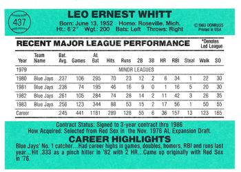 Ernie Whitt  baseball card collectible - Main Image 2