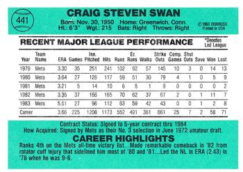 Craig Swan  baseball card collectible - Main Image 2