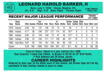 Len Barker  baseball card collectible - Main Image 2