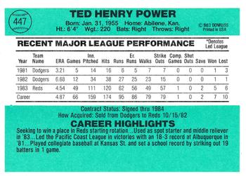 Ted Power  baseball card collectible - Main Image 2