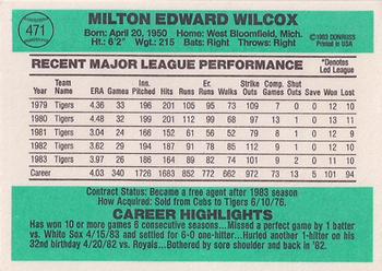 Milt Wilcox  baseball card collectible - Main Image 2