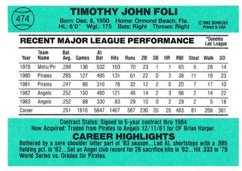 Tim Foli  baseball card collectible - Main Image 2