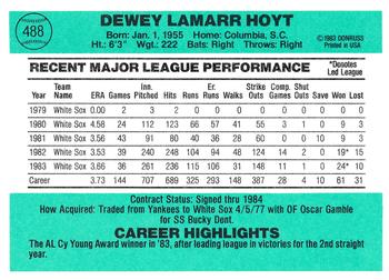 LaMarr Hoyt  baseball card collectible - Main Image 2