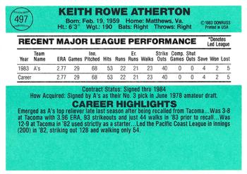 Keith Atherton  baseball card collectible - Main Image 2