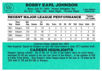 Bob Johnson  baseball card collectible - Main Image 2