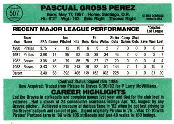 Pascual Perez  baseball card collectible - Main Image 2