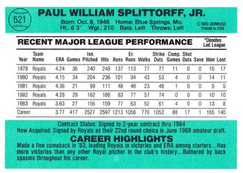 Paul Splittorff  baseball card collectible - Main Image 2