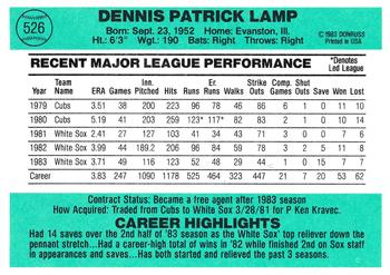 Dennis Lamp  baseball card collectible - Main Image 2