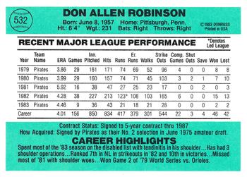 Don Robinson  baseball card collectible - Main Image 2