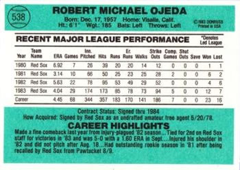 Bob Ojeda  baseball card collectible - Main Image 2
