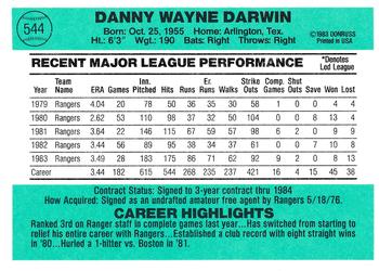 Danny Darwin  baseball card collectible - Main Image 2