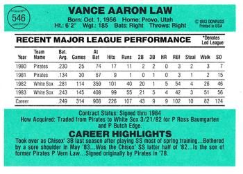 Vance Law  baseball card collectible - Main Image 2