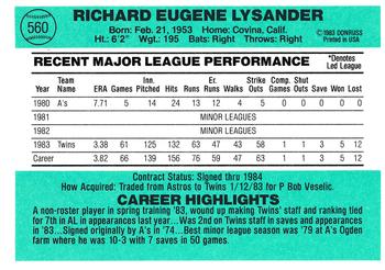 Rick Lysander  baseball card collectible - Main Image 2
